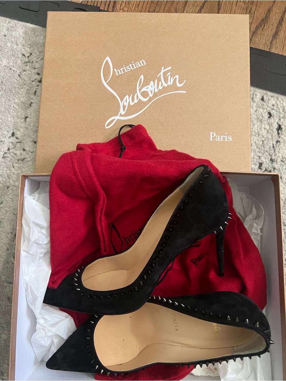 Christian Louboutin Anjalina 85 Veau VeloursPumps- Gently Used With Box and Bag